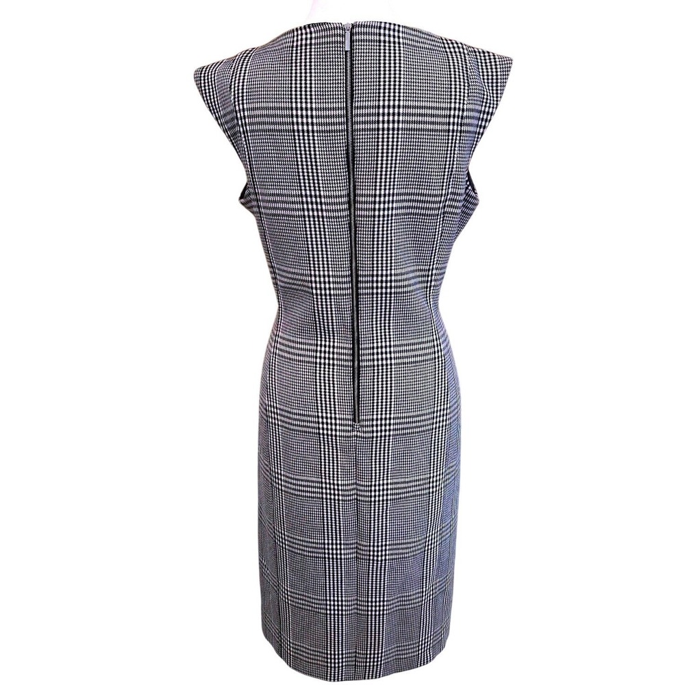 BOSS Hugo Boss Deoboa Glen Plaid Sheath Dress 10 Grey Black Exposed Zip Workwear - Picture 4 of 8